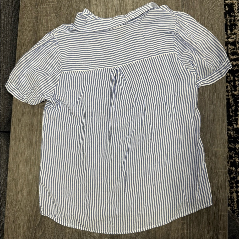 NAIF Blue and White Striped Button Down Shirt - Picture 6 of 11